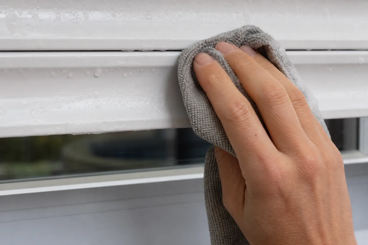 Nettoyage des lames d’un volet roulant à l’aide d’un chiffon microfibre